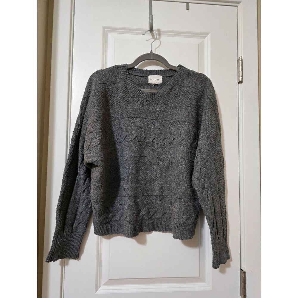 Olive + Oak Charcoal Gray Cable Knit Sweater